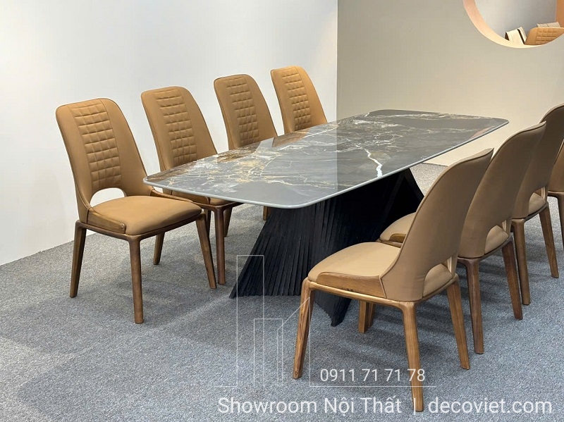 bàn ăn mặt đá 8 ghế