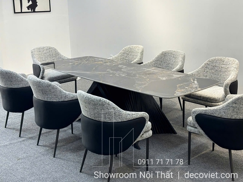 bàn ăn 8 ghế mặt đá cao cấp