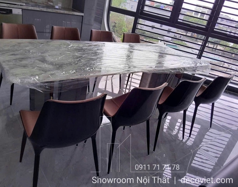 bàn ăn 8 ghế mặt đá nhập khẩu