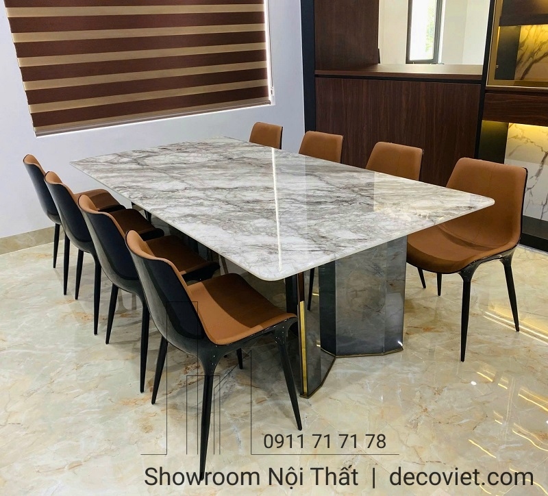 bàn ăn mặt đá 8 ghế