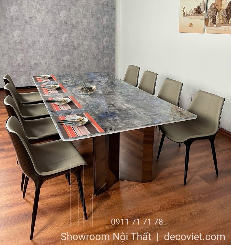 bàn ăn 8 người mặt đá tự nhiên