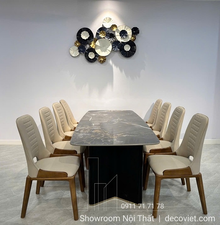 bộ bàn ăn 8 ghế mặt đá hiện đại
