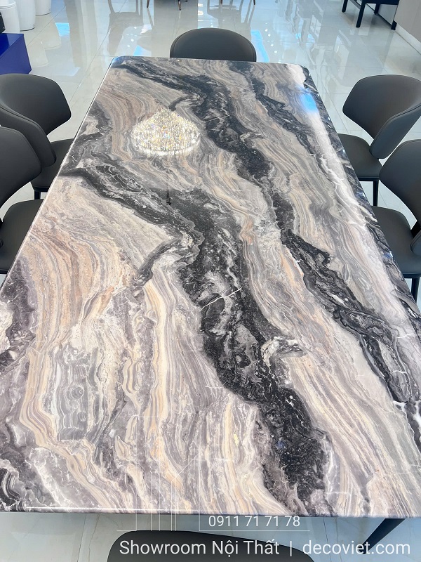 Bàn ăn mặt đá nhập khẩu 8 ghế phù hợp biệt thự, nhà phố