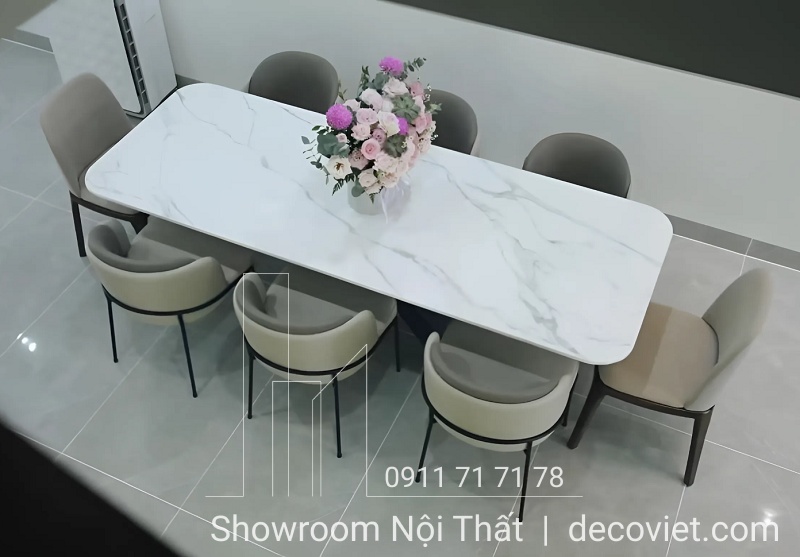 bộ bàn ăn 8 ghế mặt đá