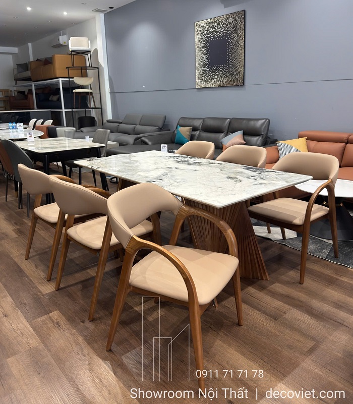 Bàn ăn mặt đá gỗ hương 6 ghế 2610S thiết kế hiện đại