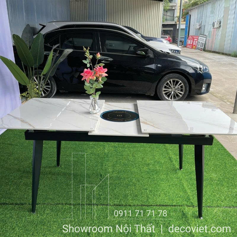 Mặt bàn đá ceramic sang trọng của bàn ăn kéo dài 2659S