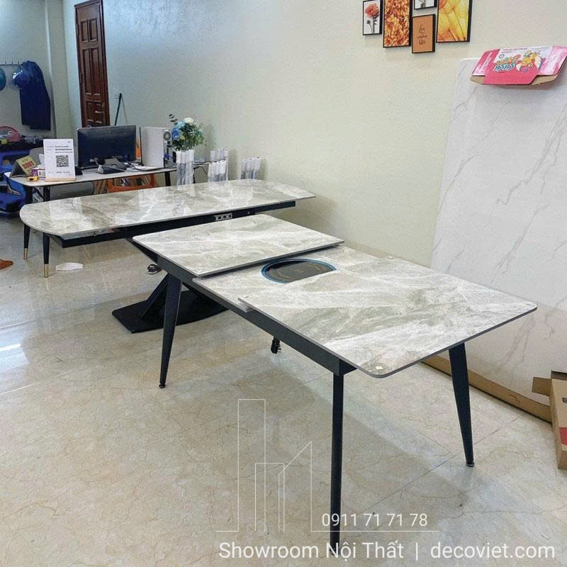 Không gian phòng bếp với bàn ăn kéo dài có bếp từ 2659S