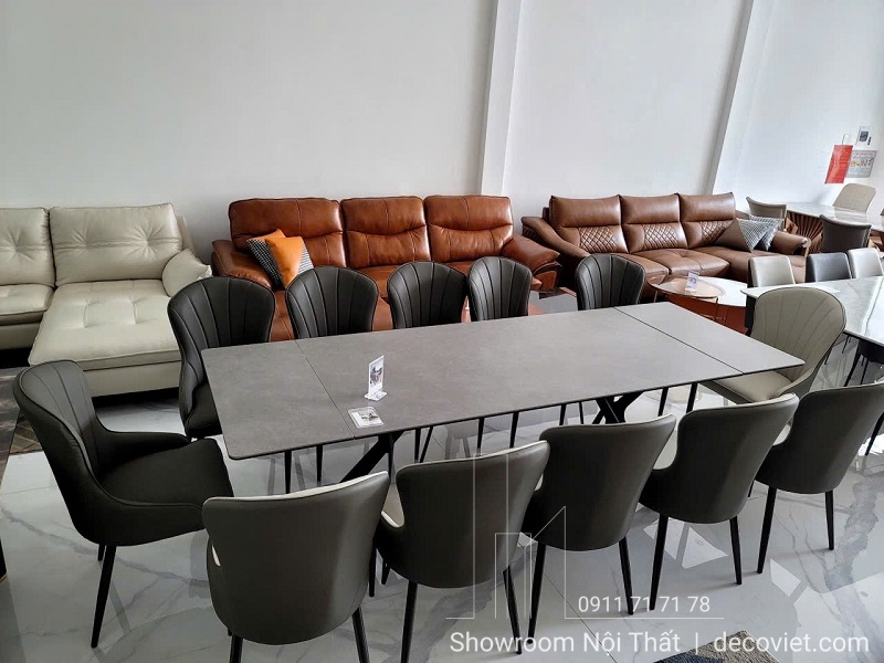 bàn ăn thông minh mặt đá 12 ghế