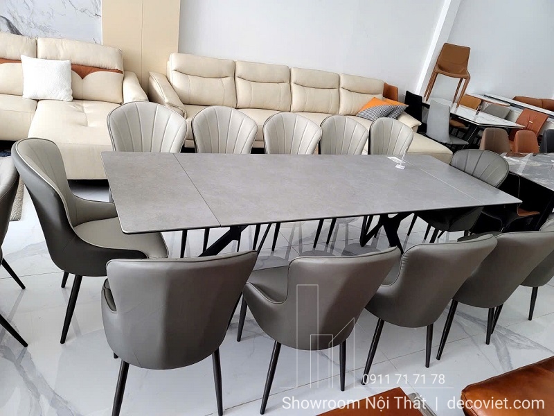 bàn ăn kéo dài mặt đá cao cấp 2m6