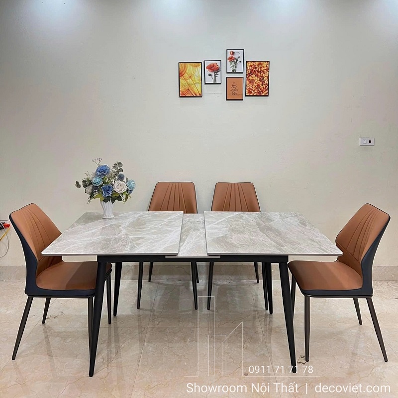 Bàn ăn kéo dài mặt đá 1m8 giá rẻ 2658S thiết kế hiện đại