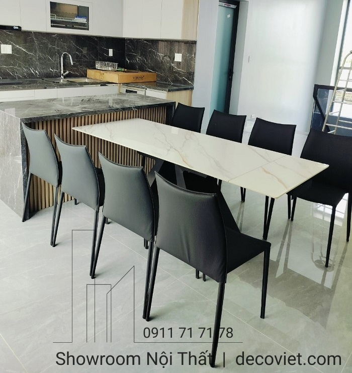 bàn ăn thông minh mặt đá 2m