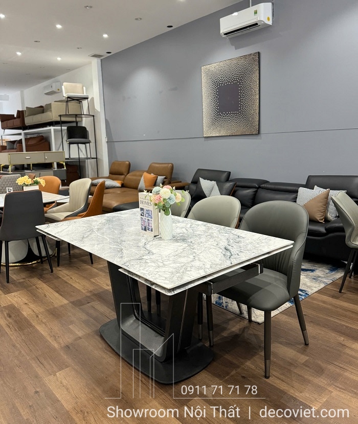 bàn ăn kéo dài mặt đá tự nhiên