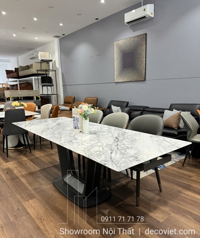 bàn ăn kéo dài mặt đá cẩm thạch