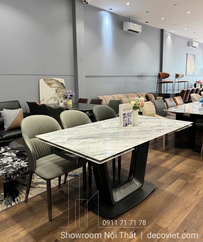 bàn ăn kéo dài thông minh mặt đá