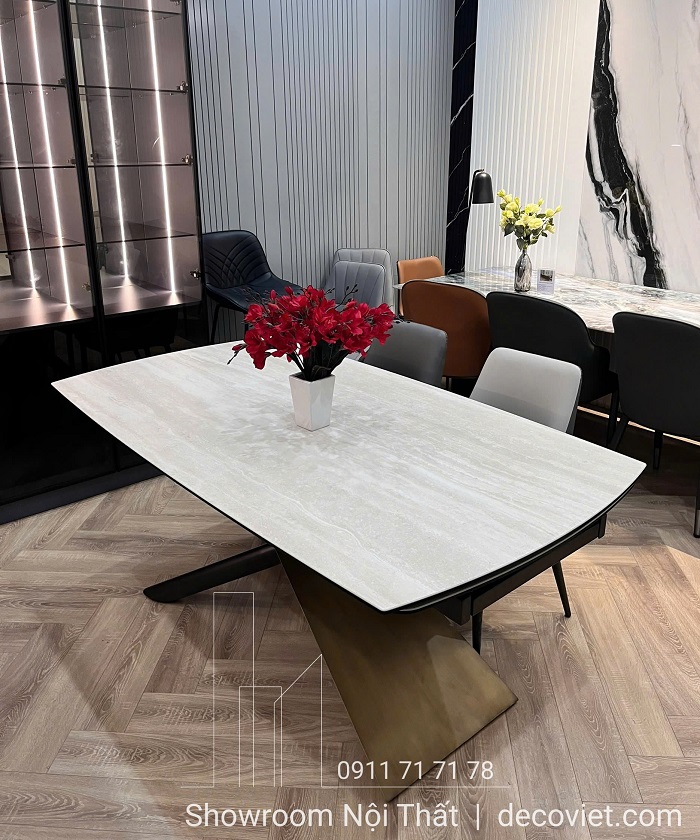 bàn ăn mặt đá kéo dài