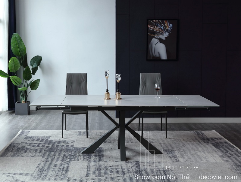 bàn ăn kéo dài 8 ghế cho không gian bếp