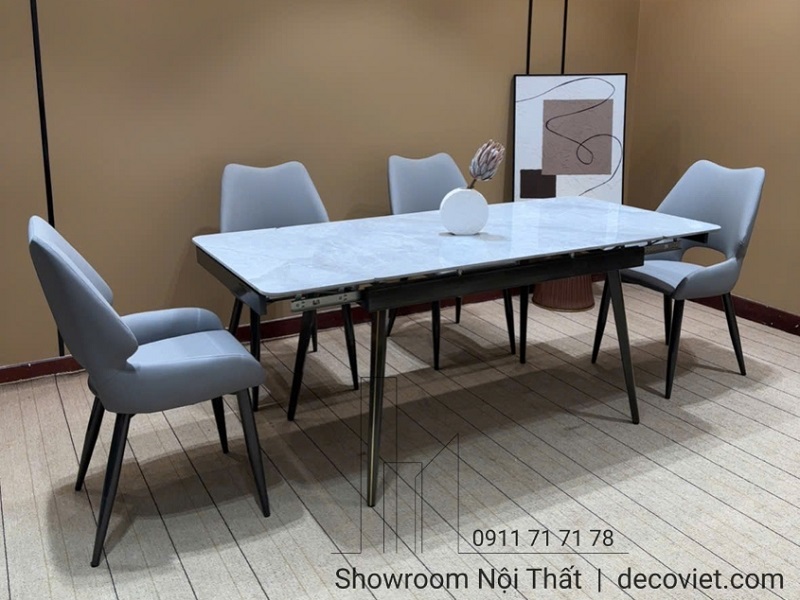 mẫu bàn ăn mặt đá kéo dài 4 người cao cấp