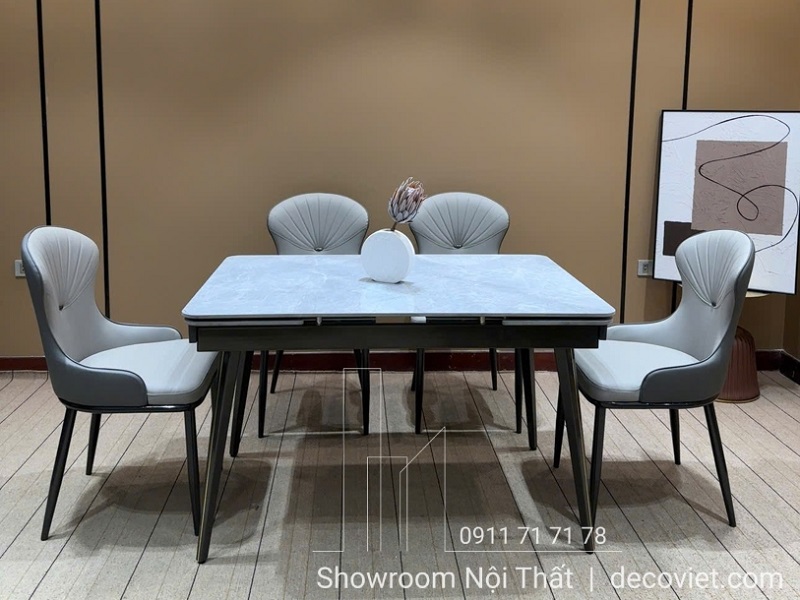 bộ bàn ăn mặt đá thông minh 4 người