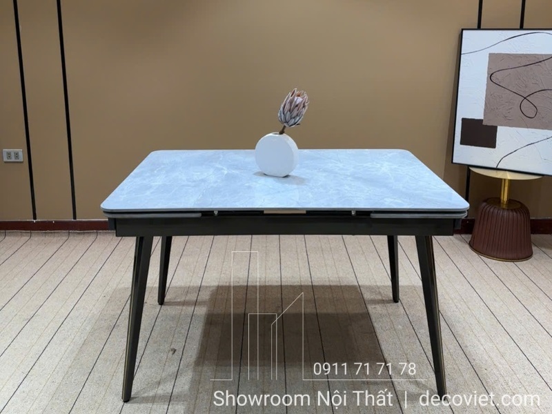 bộ bàn ăn kéo dài mặt đá 4 ghế dành cho không gian căn họ