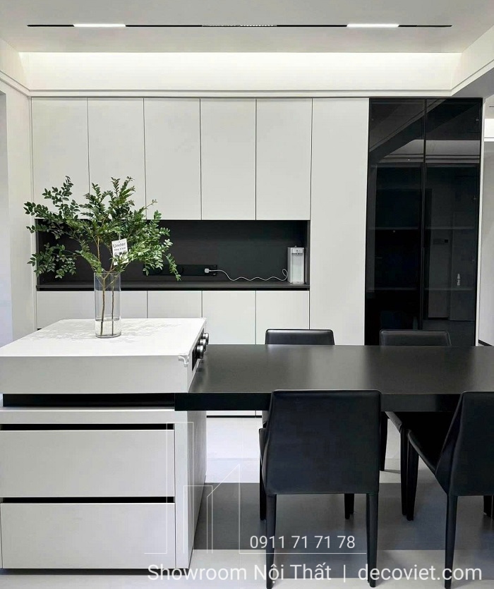 bàn ăn kết hợp bàn đảo bếp