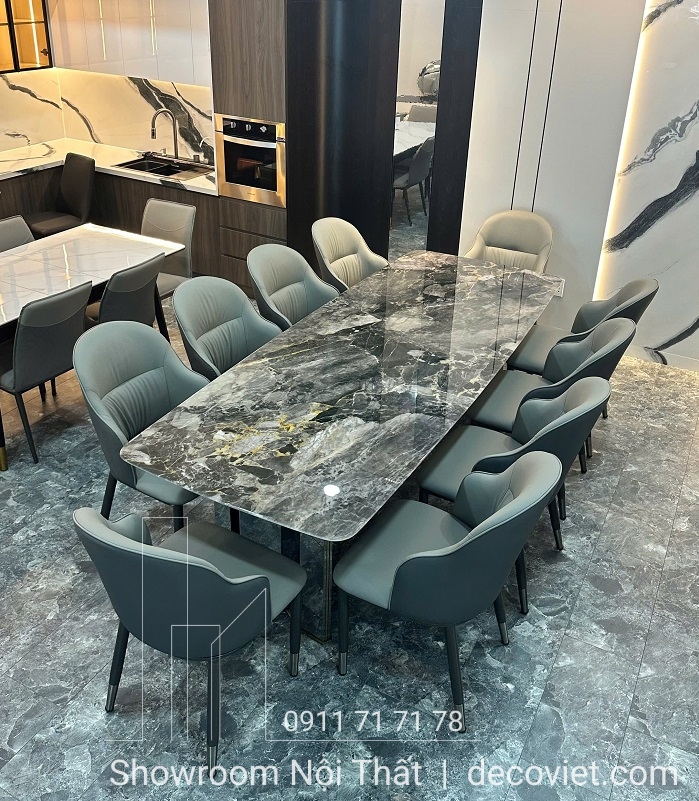 bàn ăn 10 ghế mặt đá