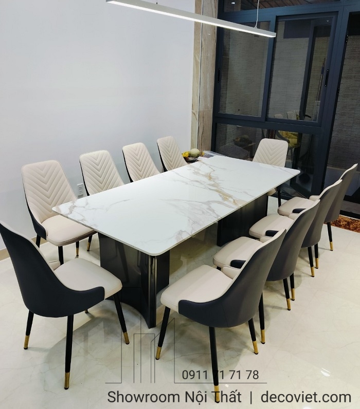 bàn ăn mặt đá 10 ghế đẹp