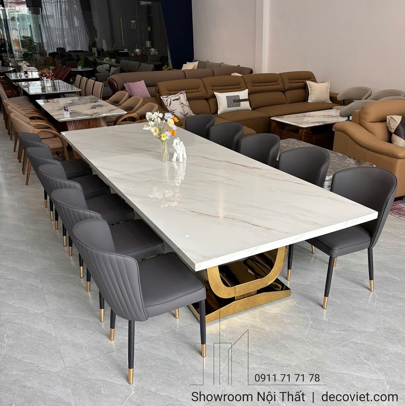 Bàn ăn mặt đá dài 3m2 2810S phù hợp biệt thự và nhà phố cao cấp