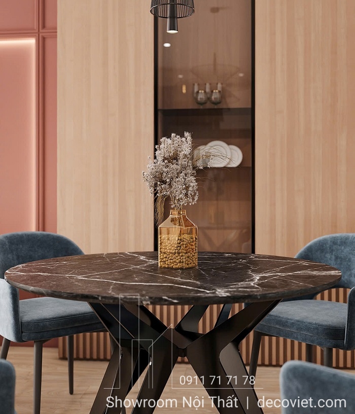 bàn ăn tròn mặt đá 4 ghế