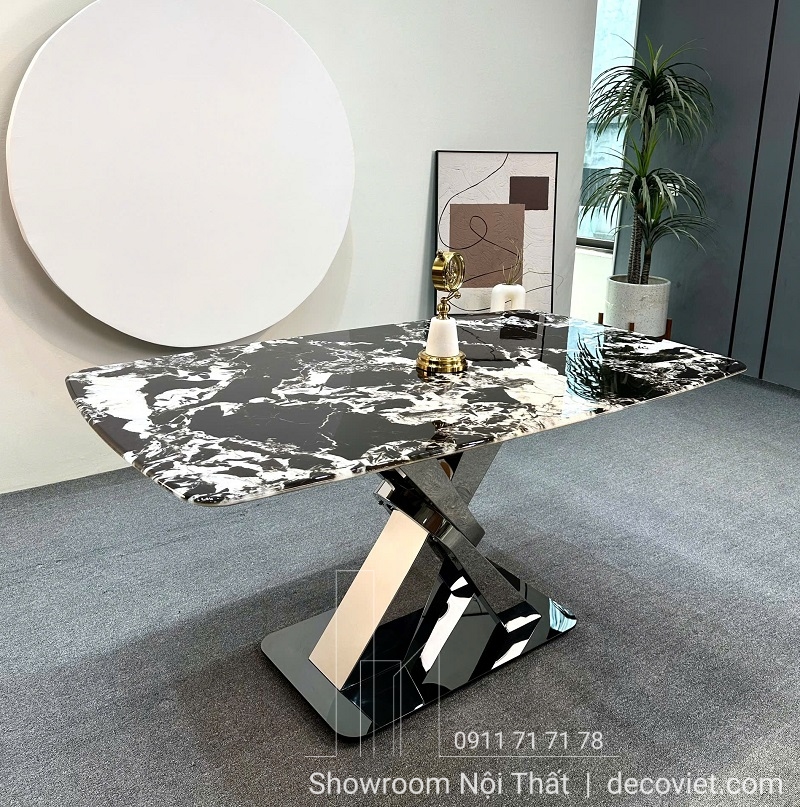 Bàn Ăn Mặt Đá 4 Ghế Hà Nội 2255S Chân Inox Cao Cấp