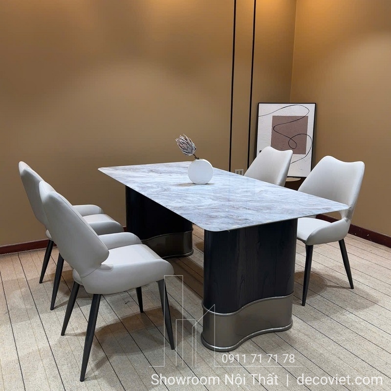 bàn ăn 6 ghế mặt đá