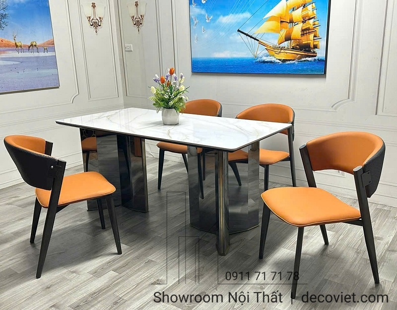 bàn ăn 6 ghế mặt đá