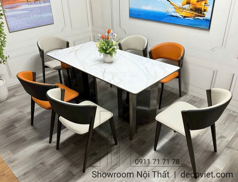 bàn ăn mặt đá 6 người