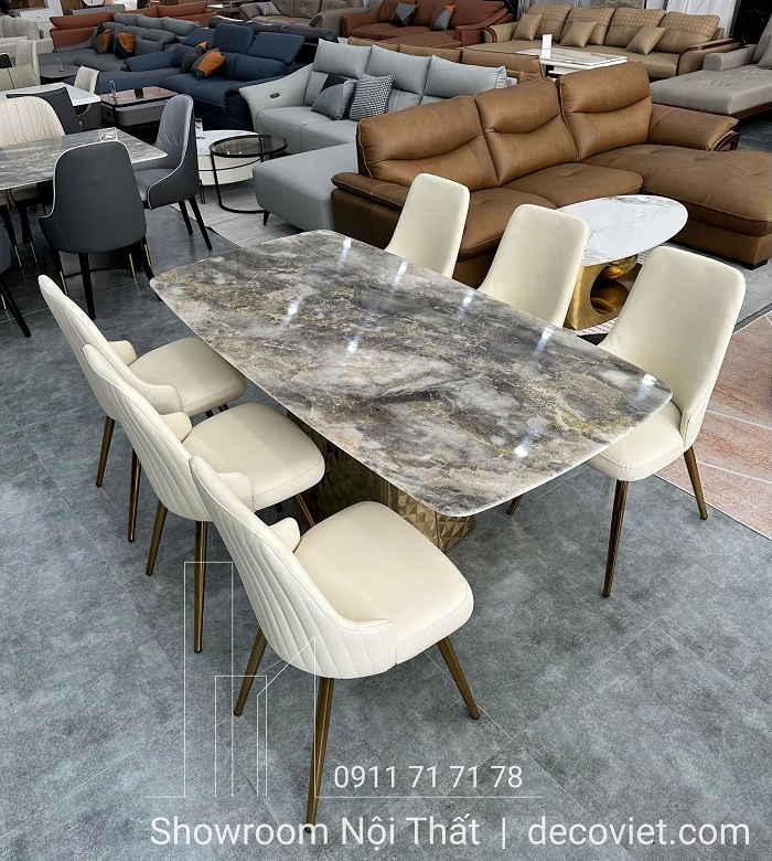 bàn ăn mặt đá cẩm thạch 6 người
