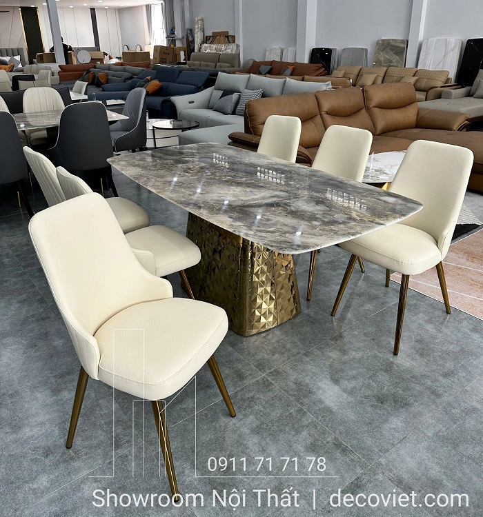 bàn ăn 6 ghế mặt đá cẩm thạch