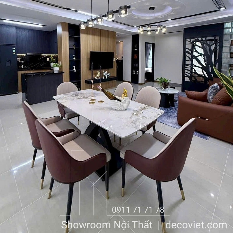 bàn ăn mặt đá 6 ghế