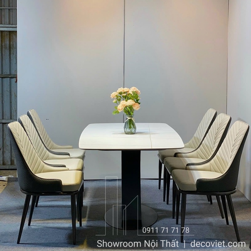 bàn ăn 6 ghế nhập khẩu mặt đá