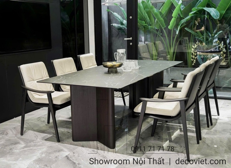 bàn ăn 6 ghế mặt đá
