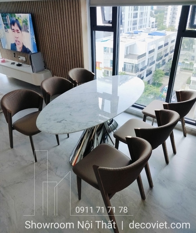 bàn ăn 6 ghế mặt đá hiện đại