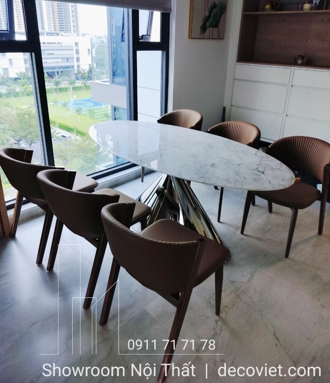 bàn ăn 6 ghế mặt đá nhập khẩu