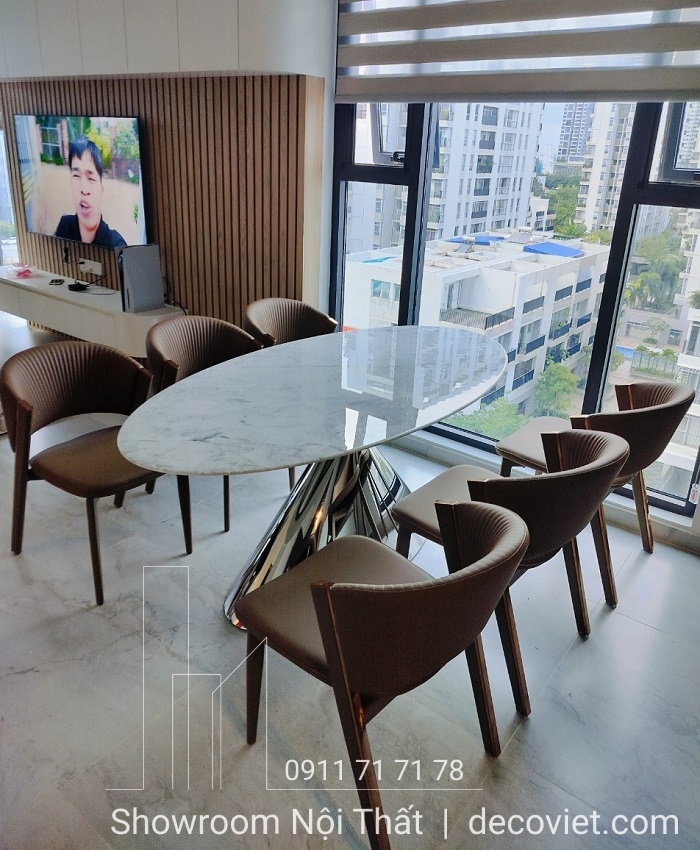 bàn ăn mặt đá 6 ghế cao cấp