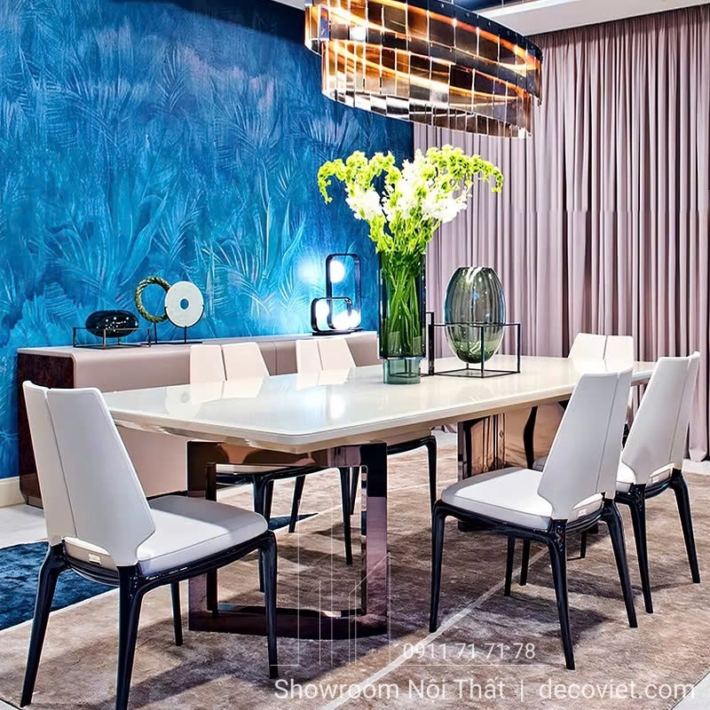 bàn ăn mặt đá 6 ghế