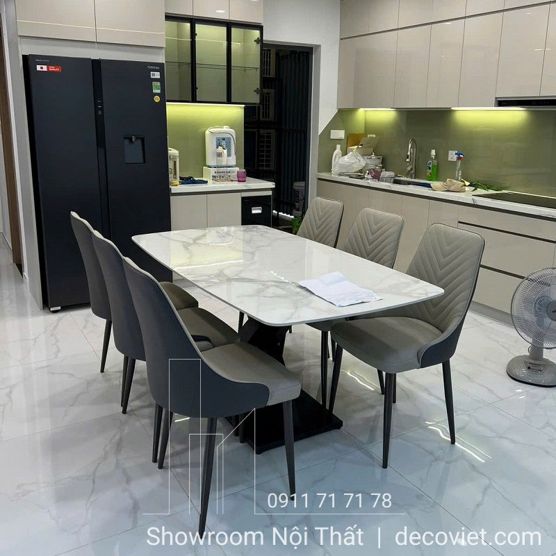 bộ bàn ăn mặt đá 6 người