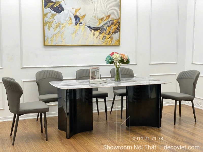 bàn ăn mặt đá 6 người