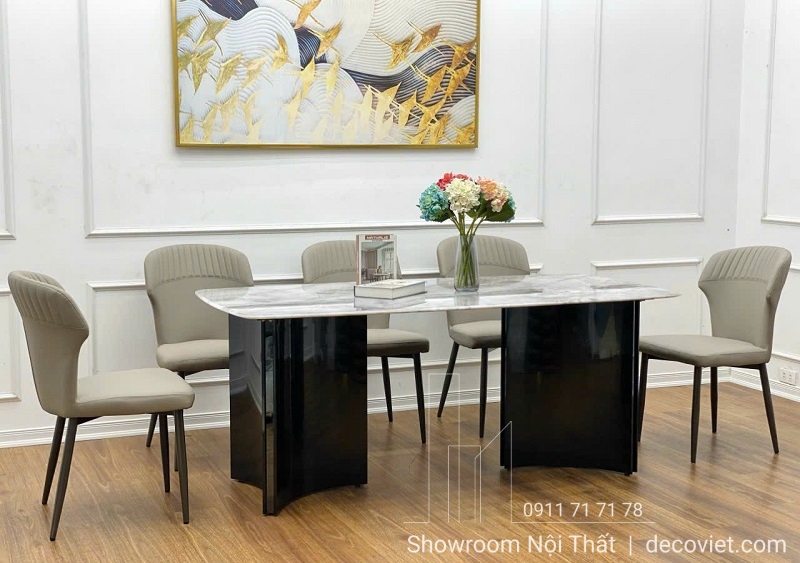 bàn ăn mặt đá 6 ghế cao cấp
