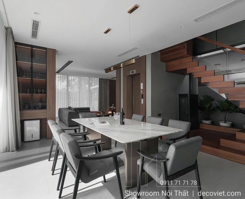 bàn ăn mặt đá 8 ghế