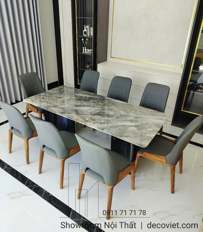 bàn ăn 8 ghế mặt đá tự nhiên