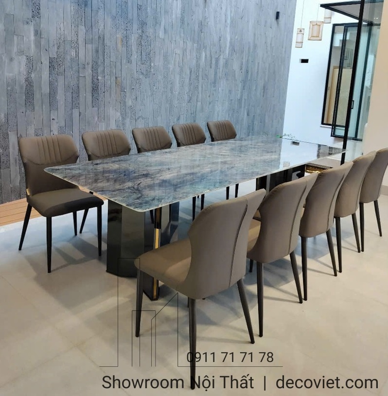 bộ bàn ăn mặt đá 10 ghế