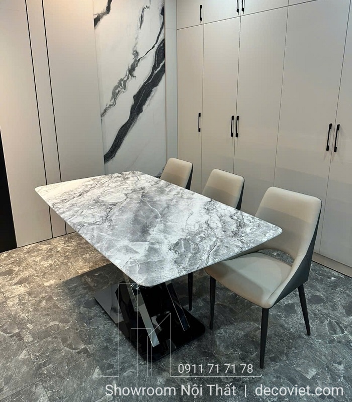 bàn ăn mặt đá 6 ghế hiện đại