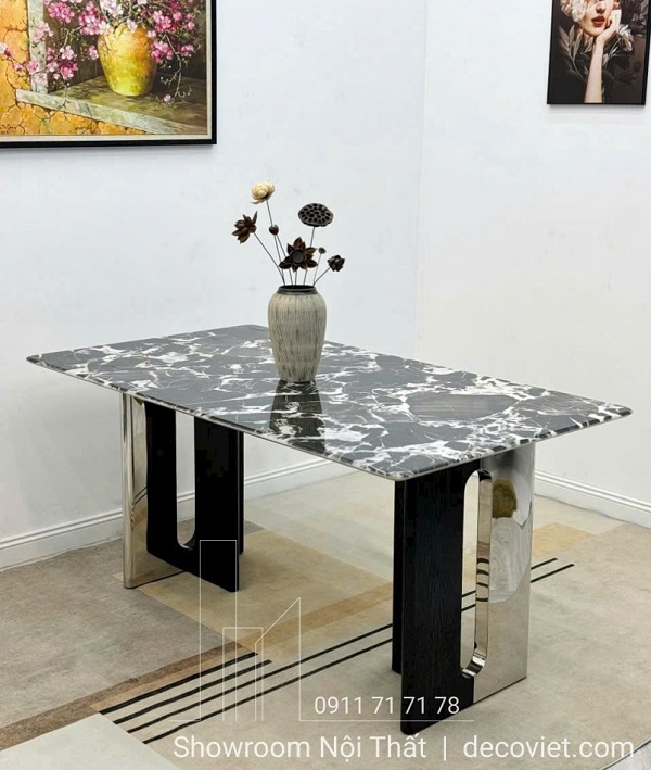 bàn ăn mặt đá 6 người cao cấp