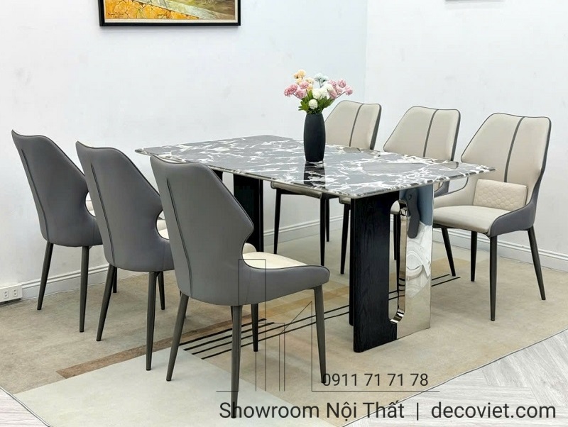 bàn ăn 6 ghế mặt đá cẩm thạch